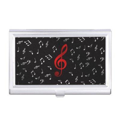red music notes in black  holder
