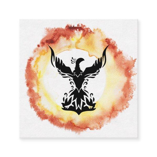 *~* Red Orange Flames Black Phoenix  Ring of Fire Square