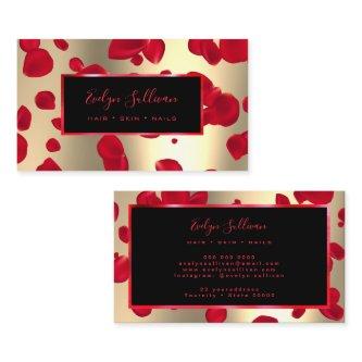 Red Petals Faux Gold Foil