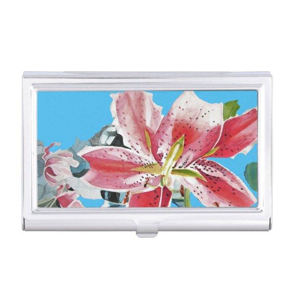 Red Pink Lily Lillies floral Blue Your Joy  Case