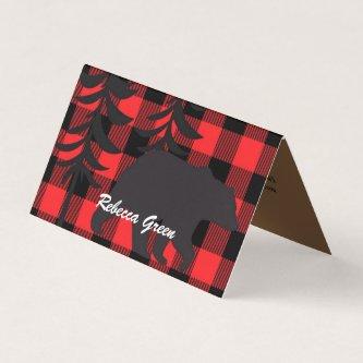 Red Plaid Black Bear Silhouette
