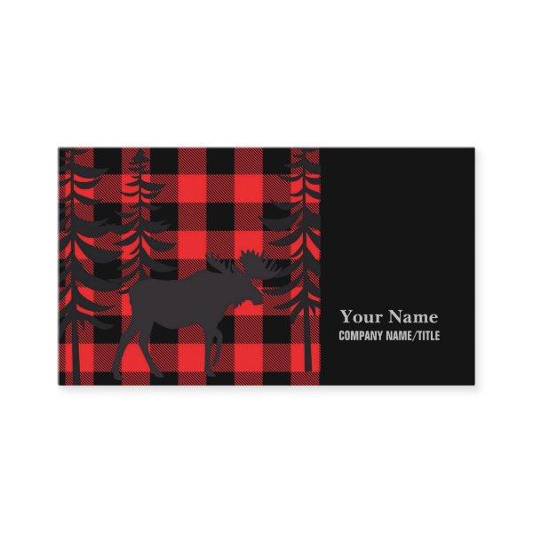 Red Plaid Moose Silhouette