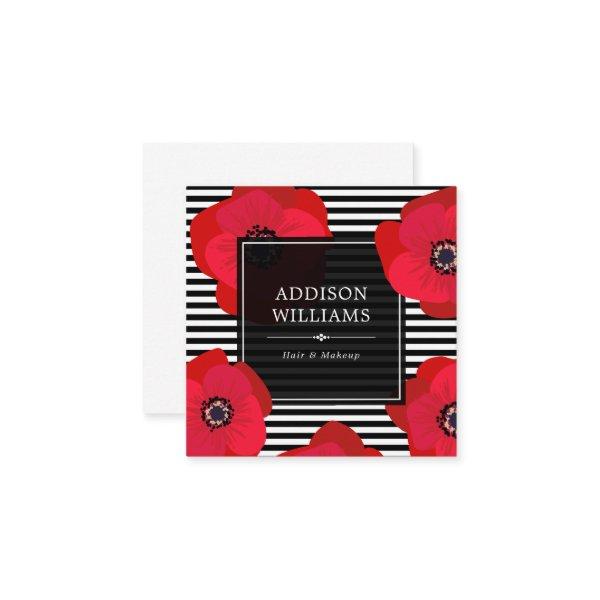 Red Poppies & Black Stripes Square