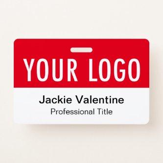 Red PVC Name Badge Horizontal Logo Staff ID Tag