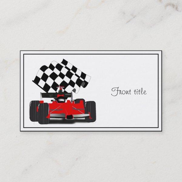 Red Race Car with Checkered Flag