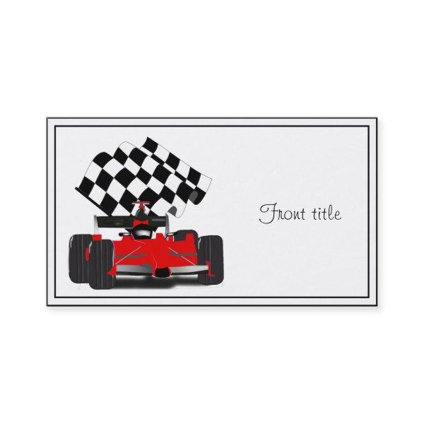 Red Race Car with Checkered Flag