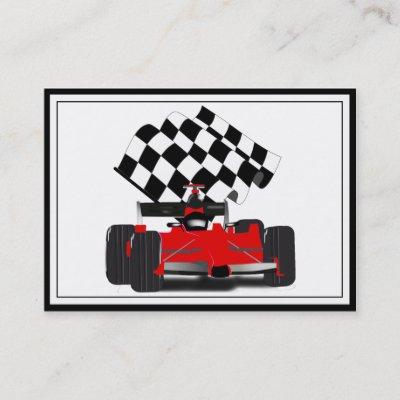 Red Race Car with Checkered Flag