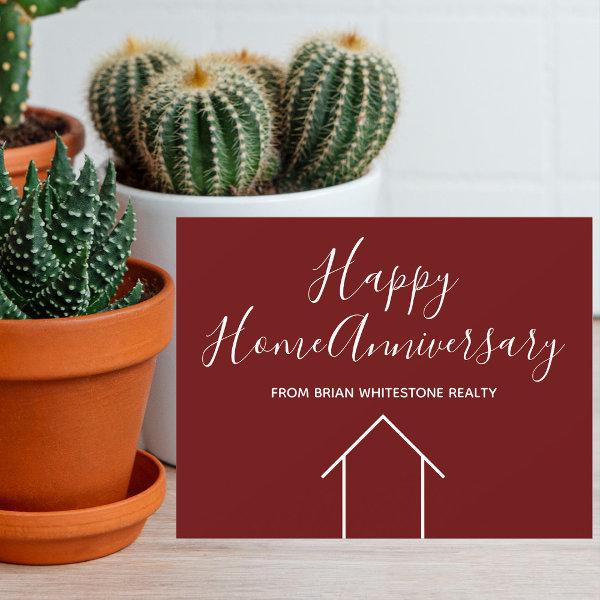 Red Real Estate Company Custom Home Anniversary Card
