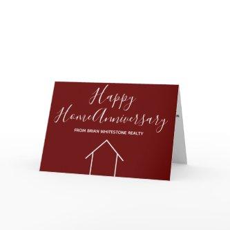 Red Real Estate Company Happy Home Anniversary Card