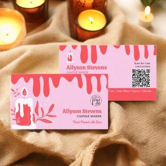 Red retro artisanal candle maker logo qr code