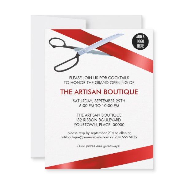 Red Ribbon Cutting Grand Opening Invitation
