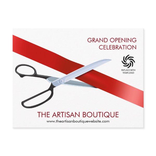 Red Ribbon Cutting Grand Opening Invitation Postcard