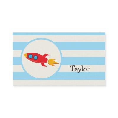 Red Rocket Space Ship; Light Blue Stripes