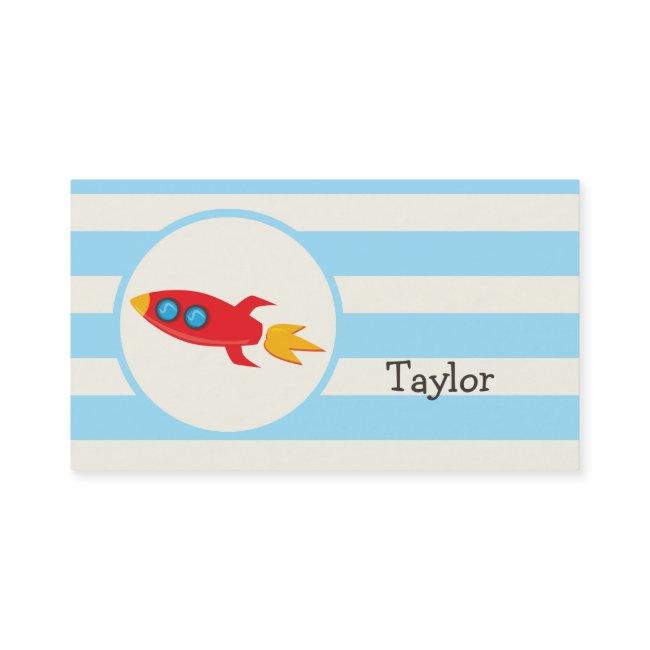 Red Rocket Space Ship; Light Blue Stripes