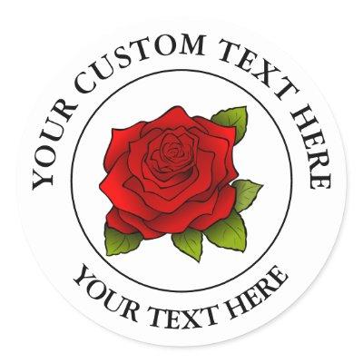 Red Rose Custom Text Icon Logo 1 1/2" Classic Round Sticker
