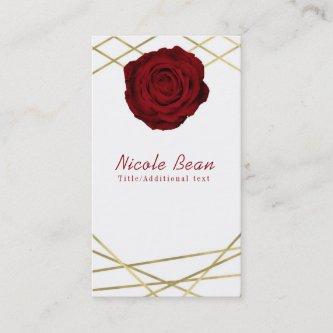 Red Rose & Gold Lines Floral Geometric Glam