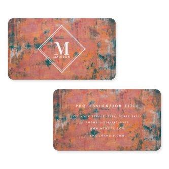 Red Rust Metallic Texture Monogram Initial