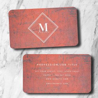Red Rust Metallic Texture Monogram Initial