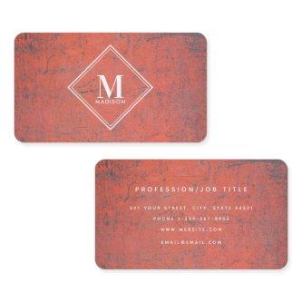 Red Rust Metallic Texture Monogram Initial
