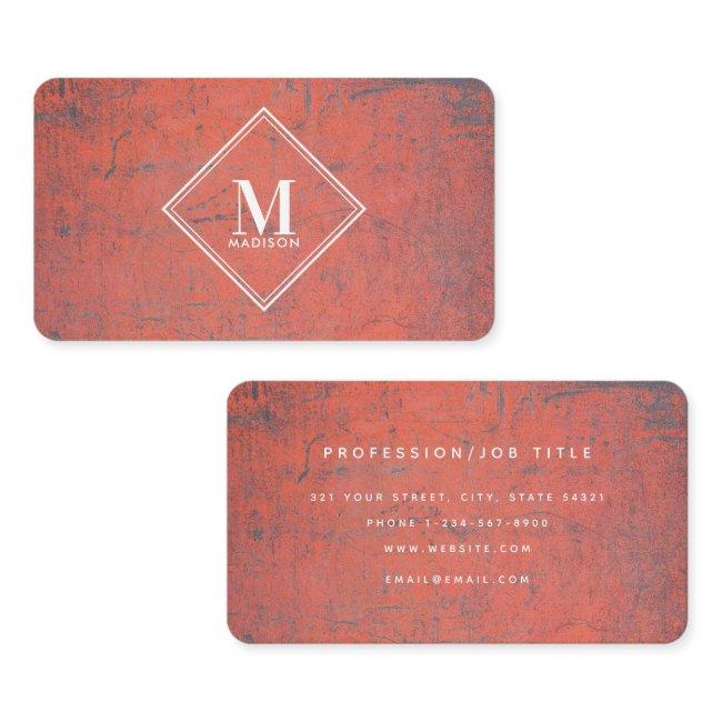 Red Rust Metallic Texture Monogram Initial