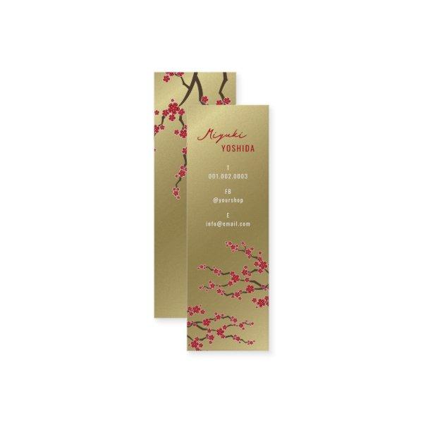 Red Sakura Oriental Cherry Blossoms Stylish Gold Mini