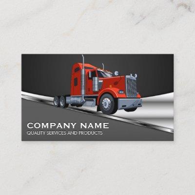 Red Semi Truck Logo | Metal