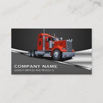 Red Semi Truck Logo | Metallic