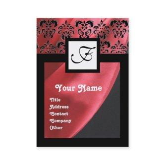 RED SILK DAMASK CLOTH ,SQUARE MONOGRAM