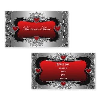 Red Silver Diamond Image Hearts Elegant