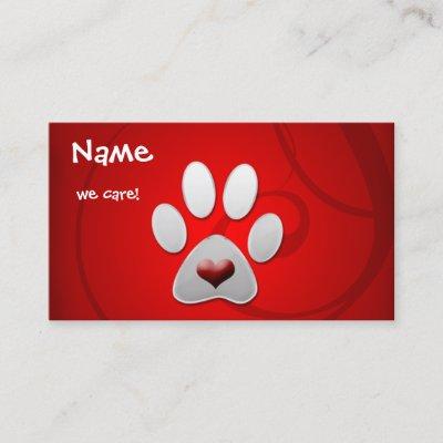 Red Silver  Paw Heart Pet