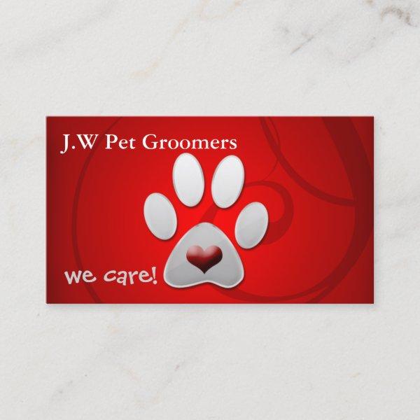 Red silver paw print with a red heart