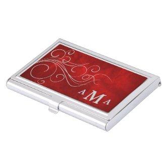 Red Silver Swirl Monogram  Holder