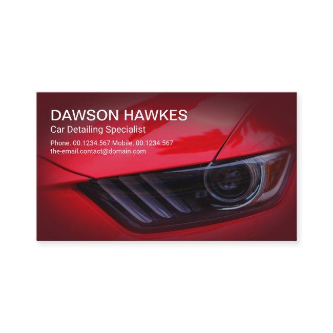 Red Sports Car Headlights Auto Detailing