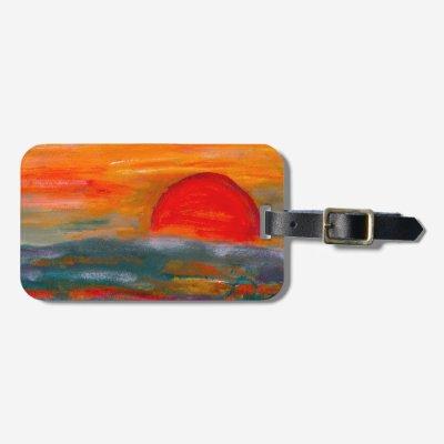 Red Sunset Luggage Tag with  Slot