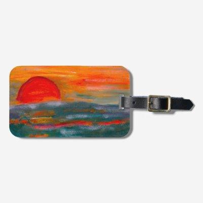 Red Sunset Luggage Tag with  Slot