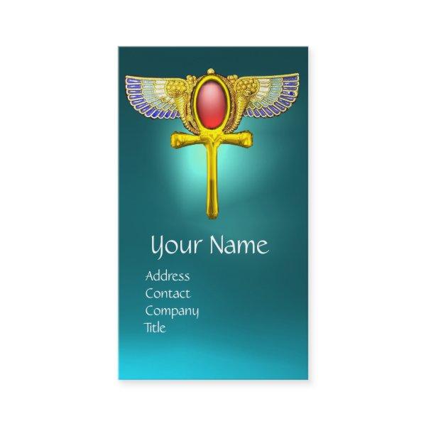 RED TALISMAN,EGYPTIAN WINGED ANKH ,CORNUCOPIA teal