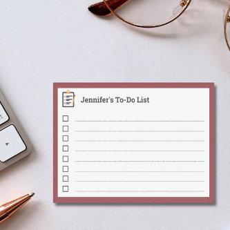 Red To-Do List with Clipboard and Pen  Post-it Notes