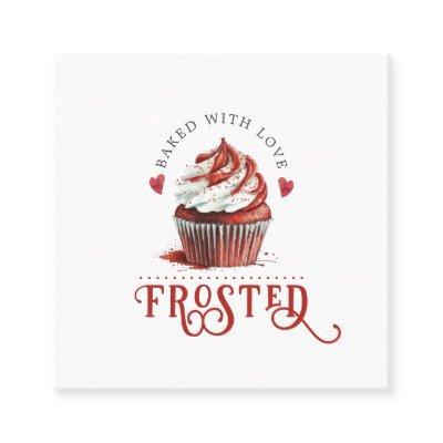 Red Velvet Baker Cupcake Logo Calligraphy Script  Square