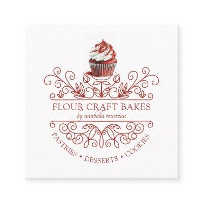 Red Velvet Cupcake Deco Frame Bakery Baker's Logo  Square