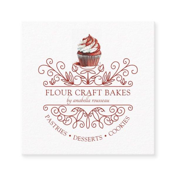 Red Velvet Cupcake Deco Frame Bakery Baker's Logo  Square