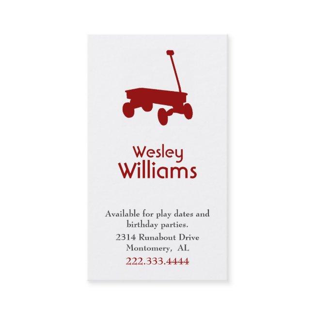 Red Wagon Children Play Date Card