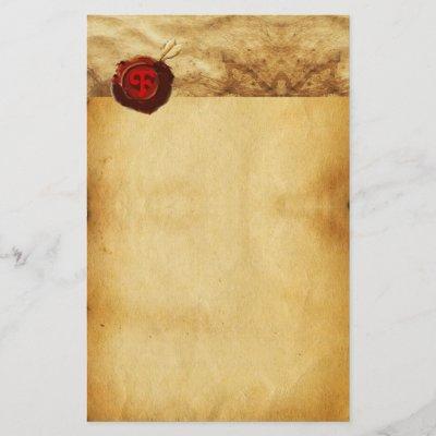 RED WAX SEAL PARCHMENT Monogram Stationery
