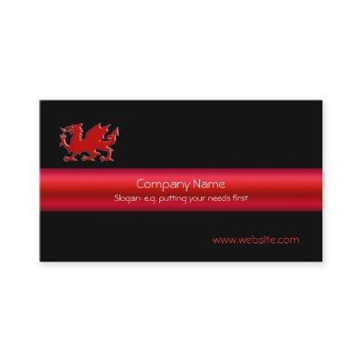 Red Welsh Dragon on black, and metallic-look strip