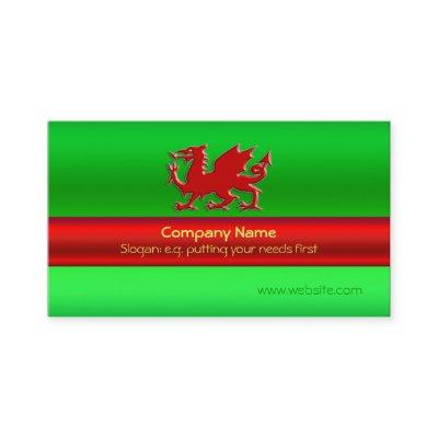 Red Welsh Dragon on green metallic-look