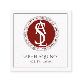Red & White American Sign Language ASL Logo Square