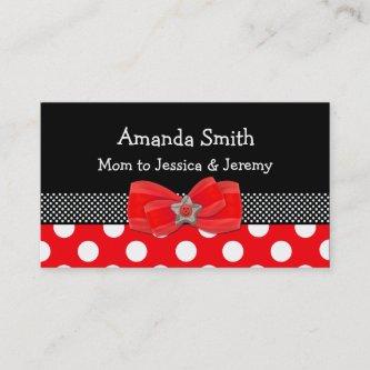 Red, White, & Black Polka Dot Mommy Card