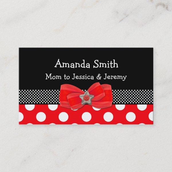Red, White, & Black Polka Dot Mommy Card