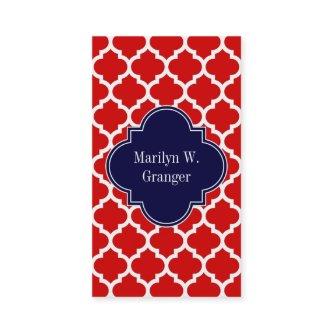 Red White Moroccan #5 Navy Blue Name Monogram