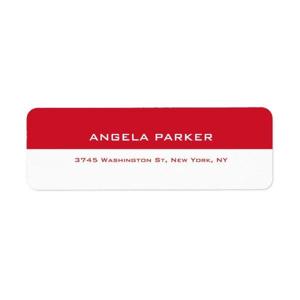 Red White Plain Elegant Contemporary Unique Label