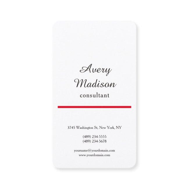 Red & White Plain Modern Minimalist Professional
